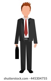 avatar business man wearing colorful clothes front view over isolated background, vector illustration 