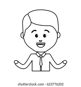 avatar businessman line cartoon face happy expression