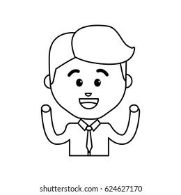avatar businessman line cartoon face happy expression