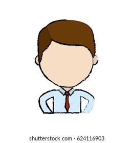 avatar businessman line cartoon with formal clothes