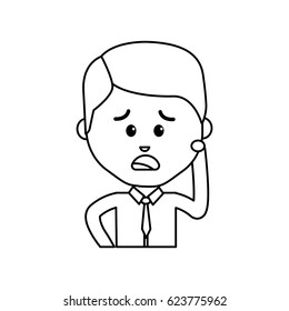 avatar businessman line cartoon sad happy expression