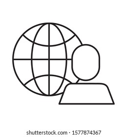 avatar businessman with sphere browser vector illustration design