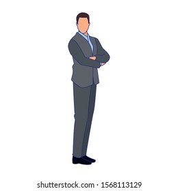 avatar businessman standing icon over white background, vector illustration