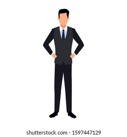 avatar businessman standing icon over white background, colorful design, vector illustration