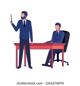 avatar businessmen at the office over white background, colorful design , vector illustration