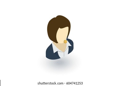 Avatar businesswoman isometric flat icon. 3d vector colorful illustration. Pictogram isolated on white background