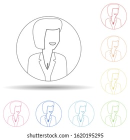 Avatar of businesswoman in multi color style icon. Simple thin line, outline vector of avatar icons for ui and ux, website or mobile application