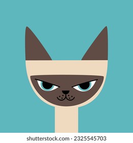 Avatar of cartoon cat. Vector feline character. Square abstract illustration for user profile and advertising banner.