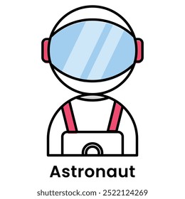 estilo de design de desenho de astronauta personagem de avatar, contorno de traçado vetorial editável.