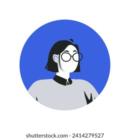 Avatar of character in the blue and black style. This stylish design of a woman's avatar with a color scheme of blue and black, presented in a sleek and modern design. Vector illustration.