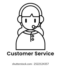 avatar character customer service outline design style, Editable vector stroke outline.