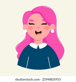 Avatar character girl with pink hair cartoon style