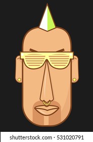 Avatar character head. Human shape. Vector Illustration.