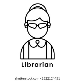 avatar character librarian outline design style, Editable vector stroke outline.