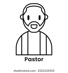 avatar character pastor outline design style, Editable vector stroke outline.