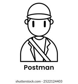 avatar character postman outline design style, Editable vector stroke outline.