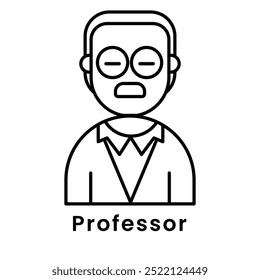 avatar character professor outline design style, Editable vector stroke outline.