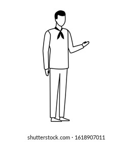 avatar chef man standing over white background, flat design, vector illustration