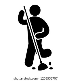 Avatar with cleaning broom, sweeping 