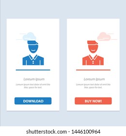 Avatar, Client, Face, Happy, Man, Person, User  Blue and Red Download and Buy Now web Widget Card Template
