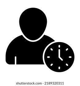 Avatar with clock, icon of punctual employee