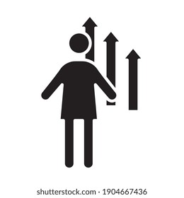 avatar coaching with arrows up silhouettes style icon vector illustration design