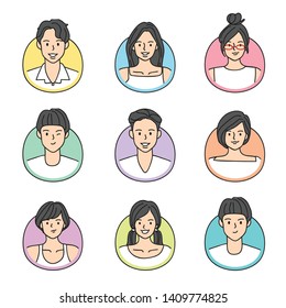 Avatar collection : Flat Character Design isolated on white background : Vector Illustration
