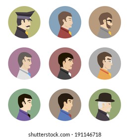 Avatar Collection of Stylish Handsome Male Characters in Modern Flat Design Vector Illustration