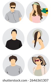 avatar collection of user profile of people in summer cloths 