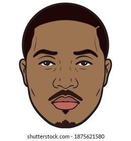 cabeza de cómic de avatar. afroamericano, aislado.