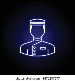 avatar concierge outline icon in blue neon style. Signs and symbols can be used for web logo mobile app UI UX