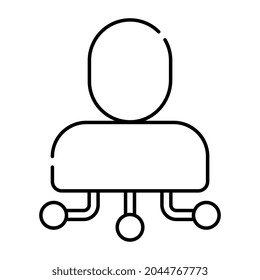 Avatar conectado con nodos, icono de la red de usuarios