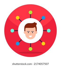 Avatar verbunden mit Knoten symbolisieren Konzept des Benutzernetzwerks