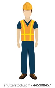 avatar construction man with colorful clothes and yellow helmet over isolated background, vector illustration 