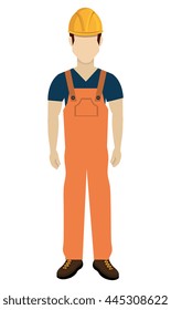 avatar construction man with colorful clothes and yellow helmet over isolated background, vector illustration 