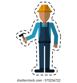 avatar construction man hammer helmet employee cutting