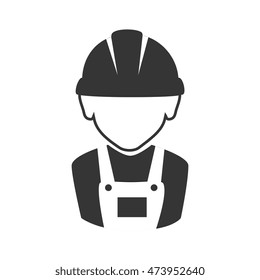 avatar constructor worker man wearing helmet and overall vector illustration