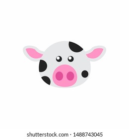 Avatar of a cow on a white background, cartoon cow logo vector mascot character avatar download