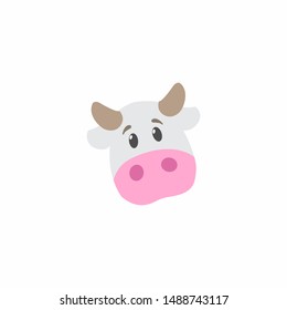 Avatar of a cow on a white background, cartoon cow logo vector mascot character avatar download