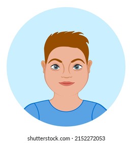 Avatar of a cute boy with down syndrome. Social inclusion, diversity and equality concept