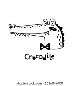 Avatar cute face crocodile portrait. Vector illustration in cartoon style.
