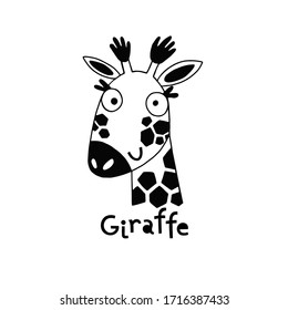 Avatar cute face giraffe portrait. Vector illustration in cartoon style