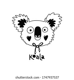 Avatar cute Gesicht koala Porträt. Vektorgrafik im Cartoon-Stil.