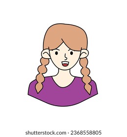 Avatar of a Cute Girl. Student of the university. Vector illustration