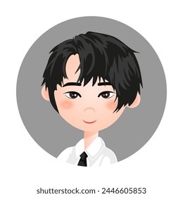 Avatar, the dark-haired guy in the circle. Vector illustration