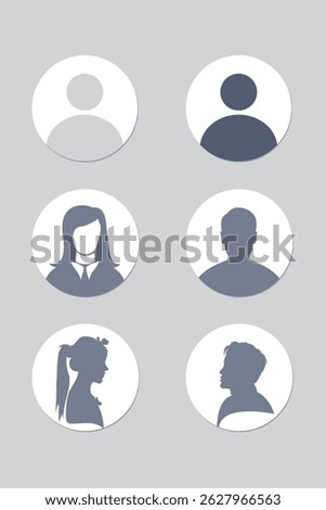 Avatar default user icon set. Social media user profile icon. Gray placeholder. Man and woman