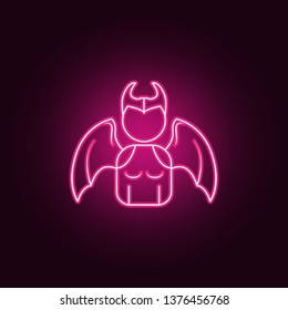 Avatar of the demon girl neon icon. Elements of Angel and demon set. Simple icon for websites, web design, mobile app, info graphics