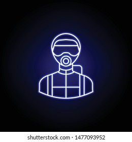 avatar diver line icon in blue neon style. Signs and symbols can be used for web logo mobile app UI UX