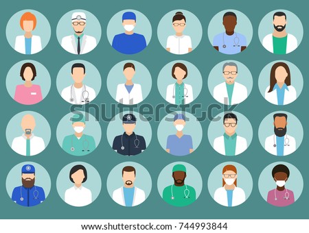 Avatar Doctor, hospital staff flat vector set. Medicine set with doctors and nurses avatar.