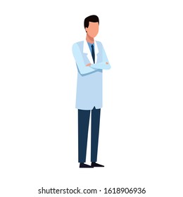 avatar doctor man icon over white background, colorful design, vector illustration